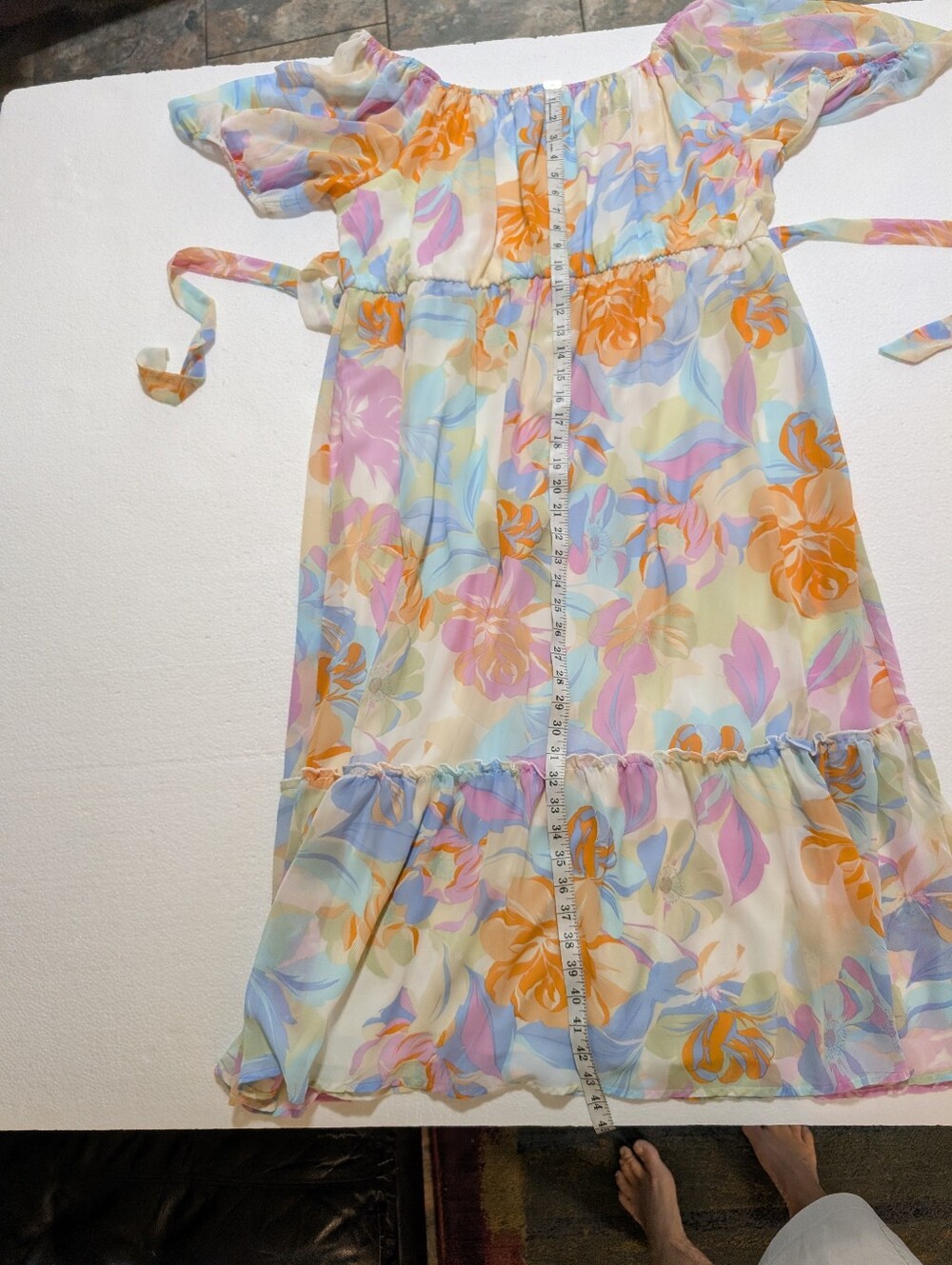 Lixology 3X Pastel Floral Puff Sleeve Maxi Dress Cottagecore Boho A-142 - Picture 7 of 11